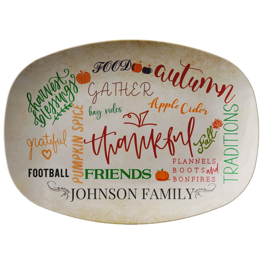 Kate McEnroe New York Personalized Fall Thanksgiving Family Name Platter Vintage Serving Platters 9727