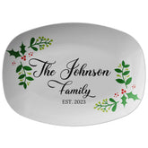 Kate McEnroe New York Personalized Family Name Christmas Holly PlatterServing PlattersPP3 - HOL - FMN - 2