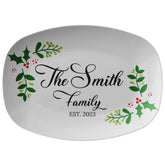 Kate McEnroe New York Personalized Family Name Christmas Holly PlatterServing PlattersPP3 - HOL - FMN - 2