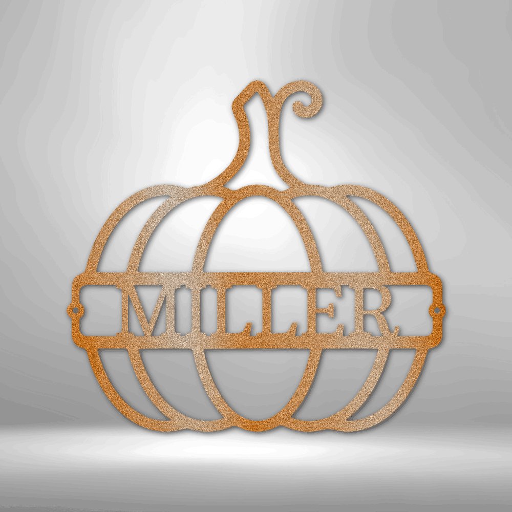 Kate McEnroe New York Personalized Family Name Pumpkin Monogram Steel SignMetal Wall ArtMEM - 243 - 00 - 12 - Copper - Mild Steel - 0.06 - 1