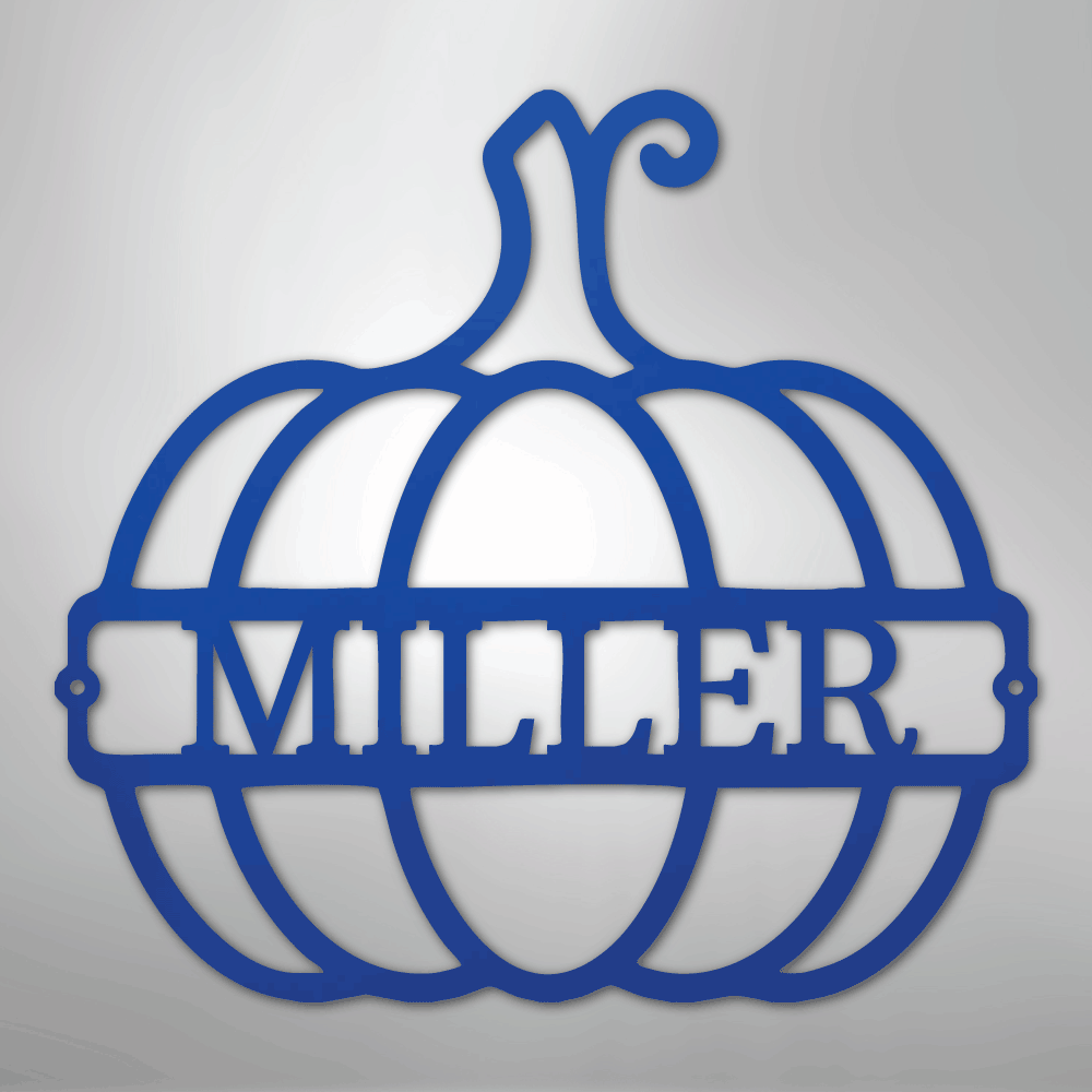 Kate McEnroe New York Personalized Family Name Pumpkin Monogram Steel SignMetal Wall ArtMEM-243-143968-24-Blue