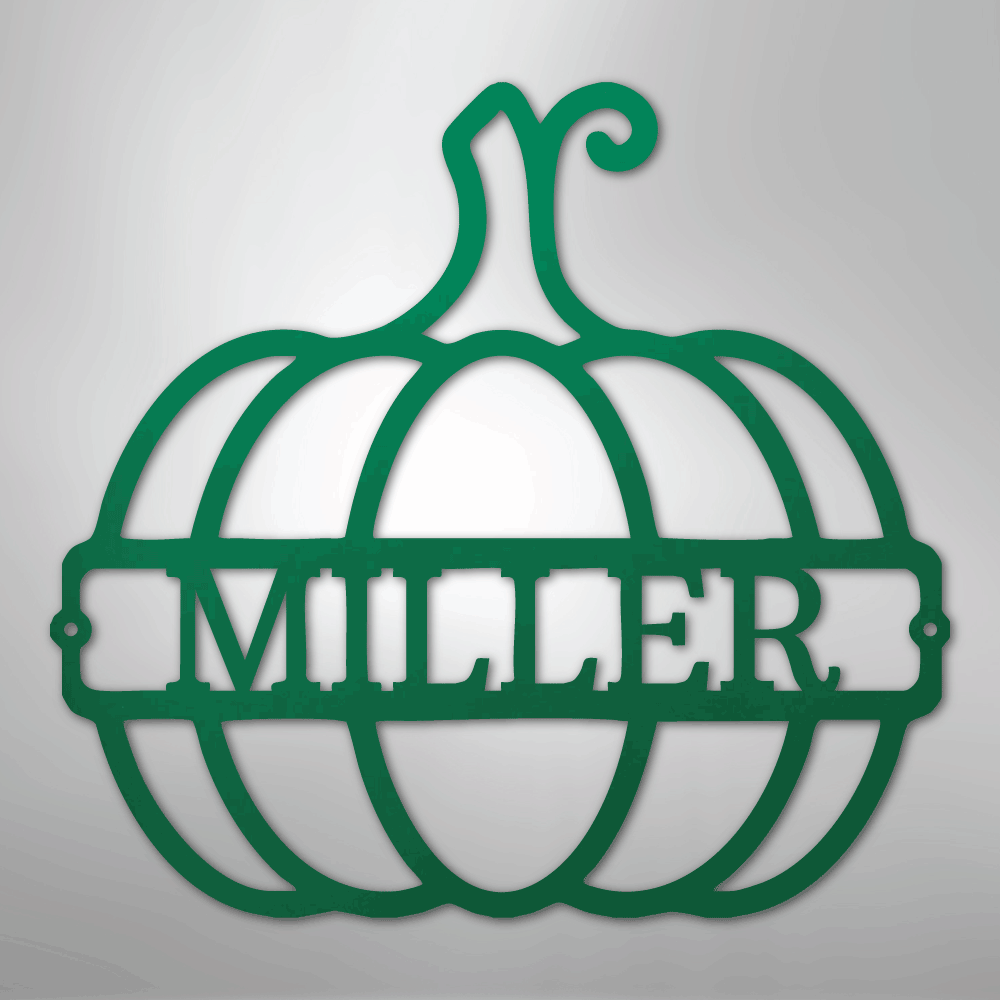 Kate McEnroe New York Personalized Family Name Pumpkin Monogram Steel SignMetal Wall ArtMEM-243-143968-24-Green