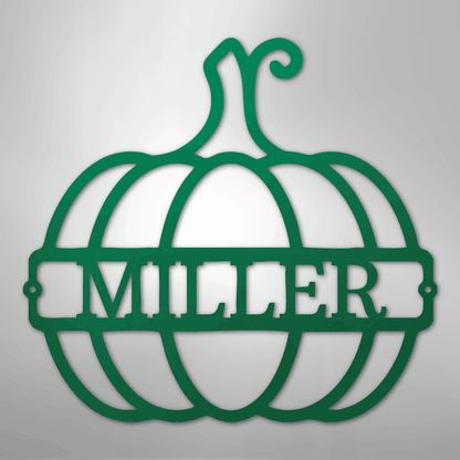 Kate McEnroe New York Personalized Family Name Pumpkin Monogram Steel SignMetal Wall ArtMEM-243-143968-24-Green