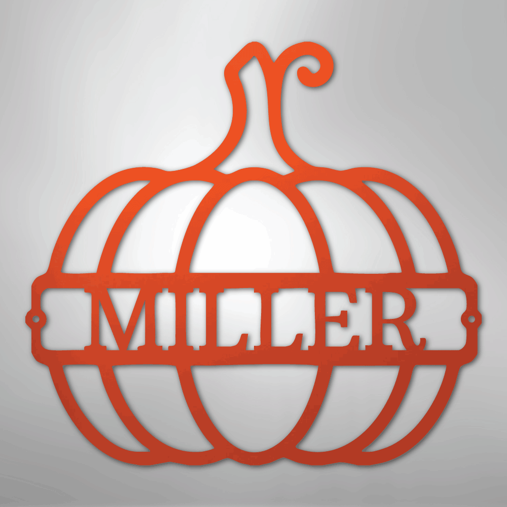 Kate McEnroe New York Personalized Family Name Pumpkin Monogram Steel SignMetal Wall ArtMEM-243-143968-24-Orange