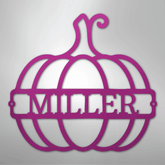 Kate McEnroe New York Personalized Family Name Pumpkin Monogram Steel SignMetal Wall ArtMEM-243-143968-24-Purple