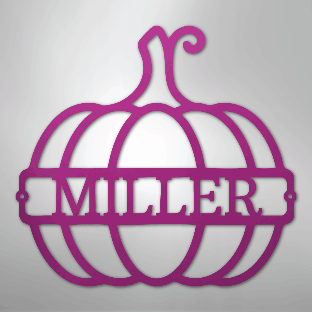 Kate McEnroe New York Personalized Family Name Pumpkin Monogram Steel SignMetal Wall ArtMEM-243-143968-24-Purple