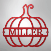 Kate McEnroe New York Personalized Family Name Pumpkin Monogram Steel SignMetal Wall ArtMEM-243-143968-24-Red
