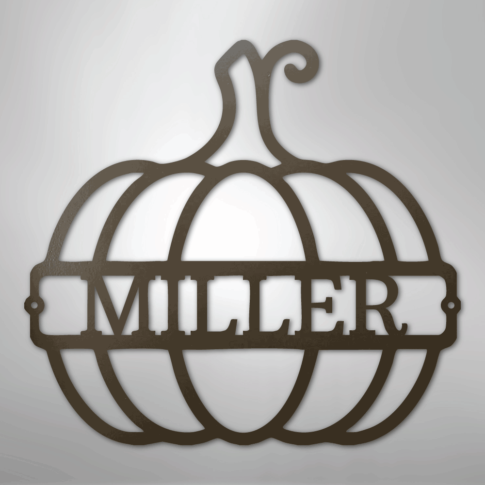 Kate McEnroe New York Personalized Family Name Pumpkin Monogram Steel SignMetal Wall ArtMEM-243-143968-24-Stone