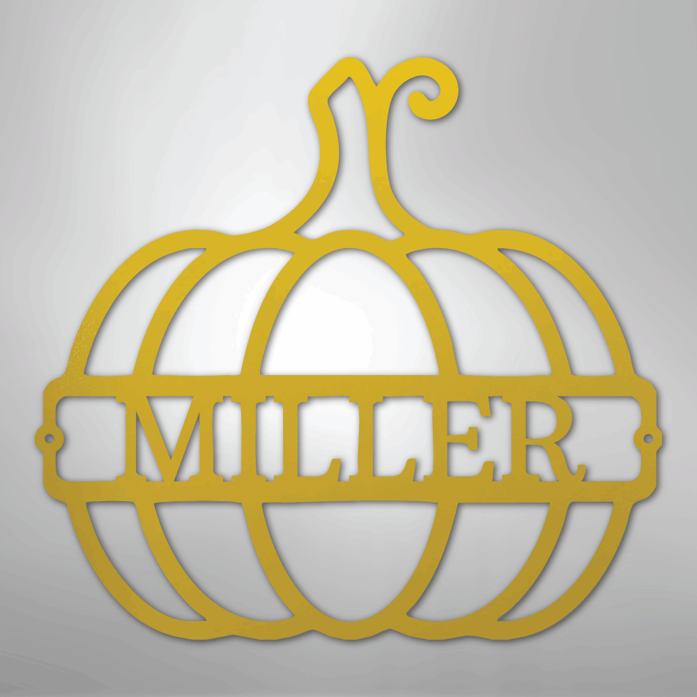 Kate McEnroe New York Personalized Family Name Pumpkin Monogram Steel SignMetal Wall ArtMEM-243-143968-24-Yellow