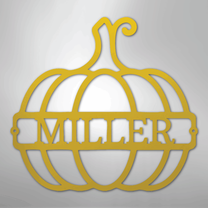 Kate McEnroe New York Personalized Family Name Pumpkin Monogram Steel SignMetal Wall ArtMEM-243-143968-24-Yellow