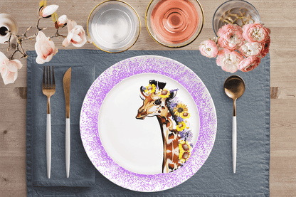 Kate McEnroe New York Personalized Floral Giraffe and Daisies Dinner Plates Personalized Plates Single 9820SINGLE