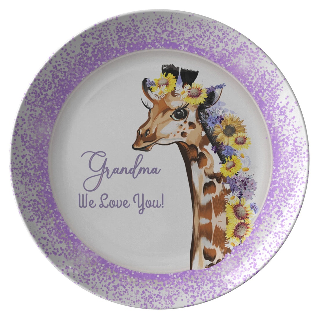 Kate McEnroe New York Personalized Floral Giraffe and Daisies Dinner PlatesPlates9820SINGLE