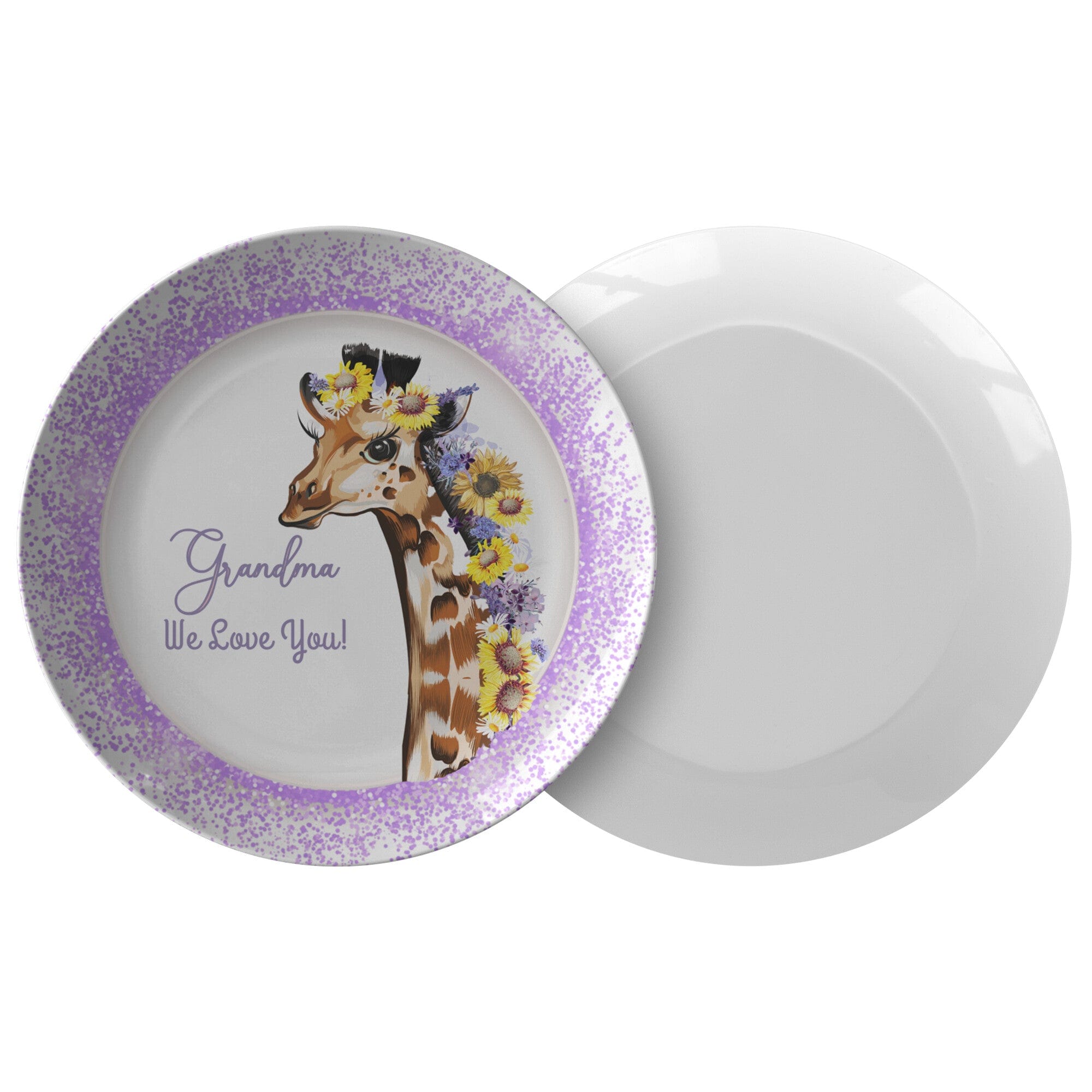 Kate McEnroe New York Personalized Floral Giraffe and Daisies Dinner PlatesPlates9820SINGLE