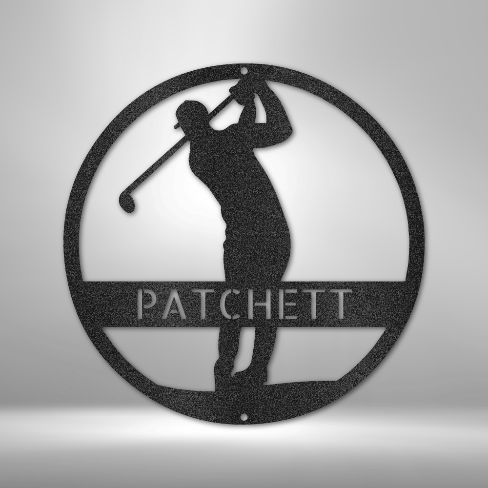 Kate McEnroe New York Personalized Golfer Monogram Steel Sign, Custom Golf Wall Art, Perfect Gift for Men Metal Wall Art Black / 12&quot; MEM-39-00-12-Black-Mild Steel-0.06-1