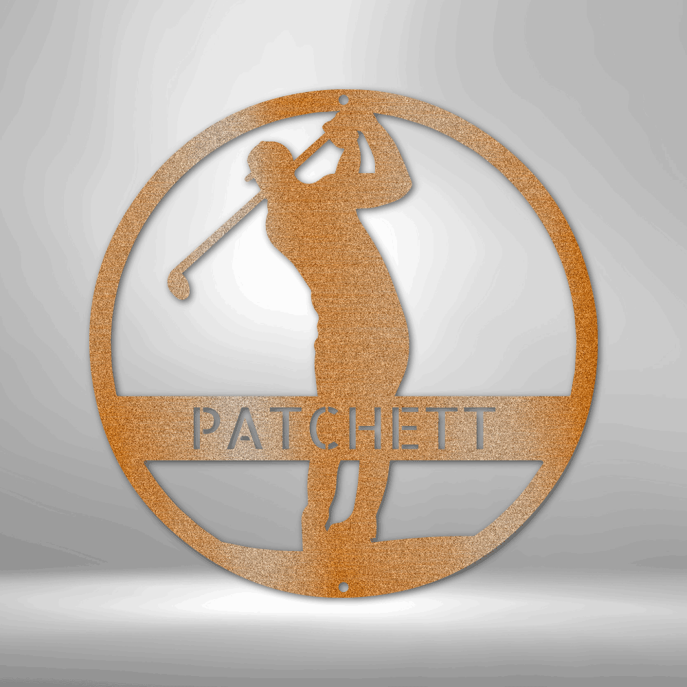 Kate McEnroe New York Personalized Golfer Monogram Steel Sign, Custom Golf Wall Art, Perfect Gift for Men Metal Wall Art Copper / 12&quot; MEM-39-00-12-Copper-Mild Steel-0.06-1