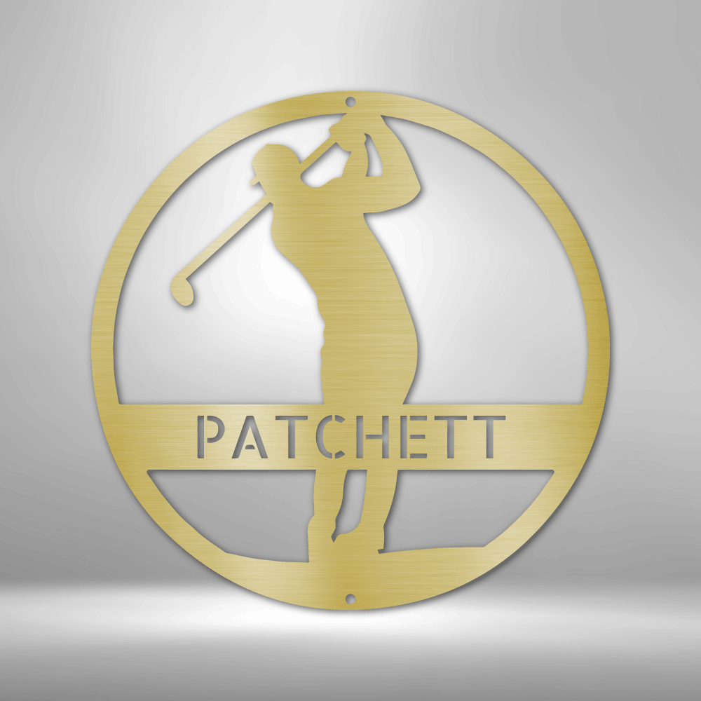 Kate McEnroe New York Personalized Golfer Monogram Steel Sign, Custom Golf Wall Art, Perfect Gift for Men Metal Wall Art Gold / 12&quot; MEM-39-00-12-Gold-Mild Steel-0.06-1