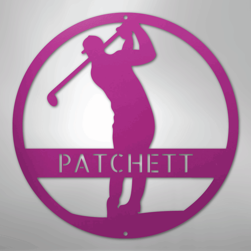 Kate McEnroe New York Personalized Golfer Monogram Steel Sign, Custom Golf Wall Art, Perfect Gift for MenMetal Wall ArtMEM-39-206360-24-Purple