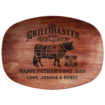 Kate McEnroe New York Personalized Grill Master Platter, Custom Meat Guide Serving Tray, Father&