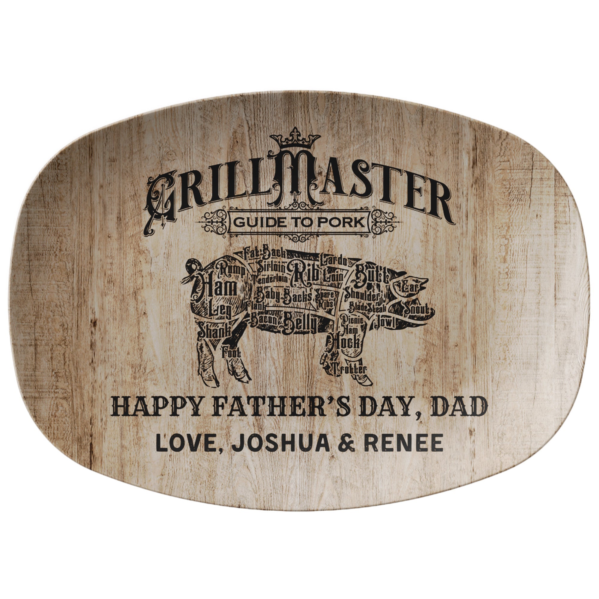 Kate McEnroe New York Personalized Grill Master Platter, Custom Meat Guide Serving Tray, Father&