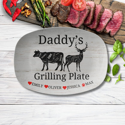 Kate McEnroe New York Personalized Grilling Plate, Custom Meat Cuts BBQ Platter, Dad&