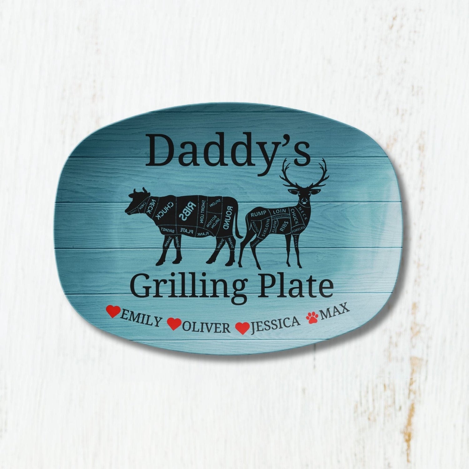 Kate McEnroe New York Personalized Grilling Plate, Custom Meat Cuts BBQ Platter, Dad&