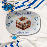 Kate McEnroe New York Personalized Hanukkah Platter, Custom Family Name Challah Tray, Festive Jewish Holiday Serving DishServing PlattersP23 - CHL - HAN - 2