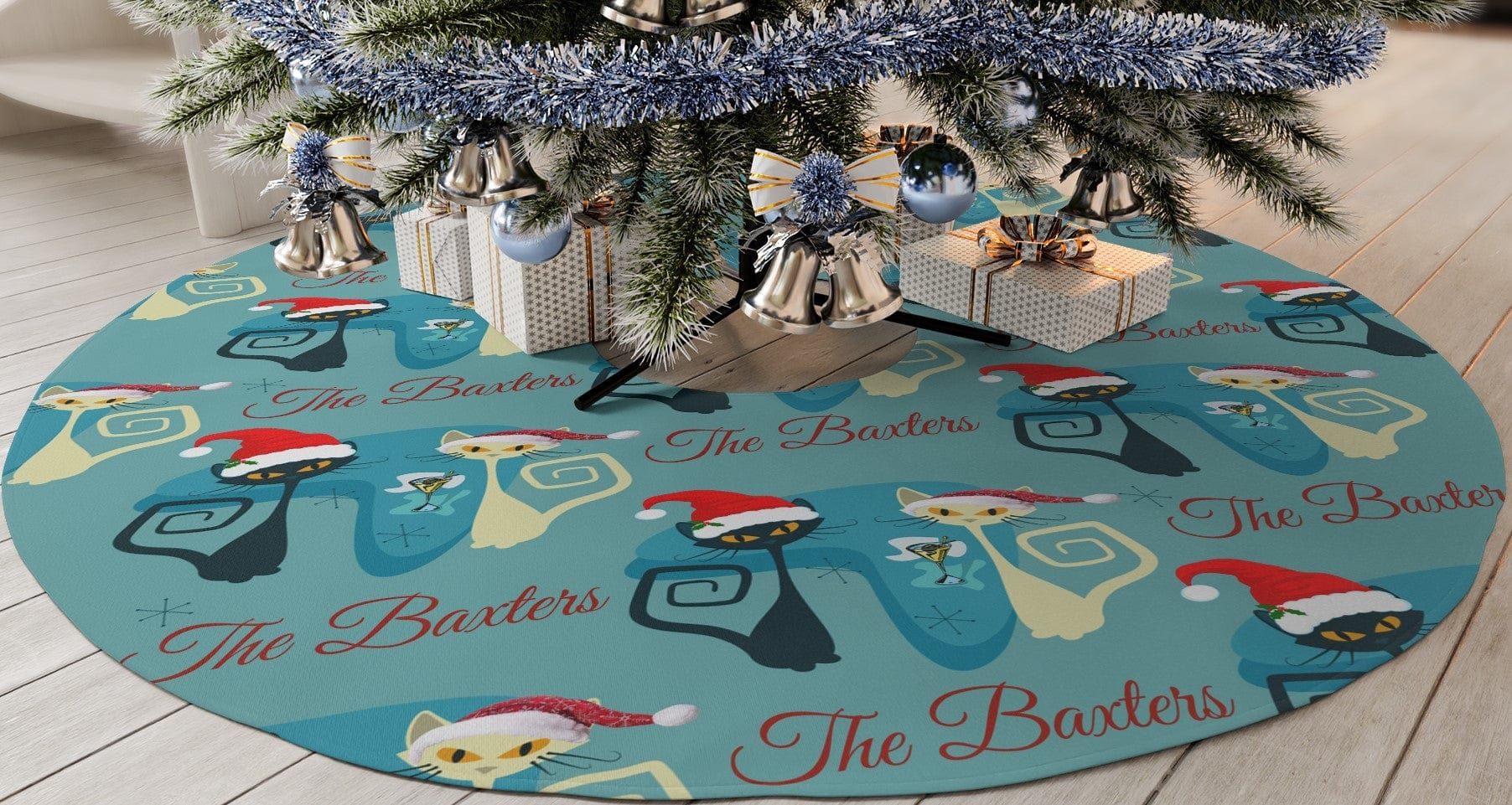 Kate McEnroe New York Personalized Kitschy Retro Christmas Tree Skirts Home Decor 100% Polyester Faux-Linen Treeskirt-FauxLinen-20221101100724470