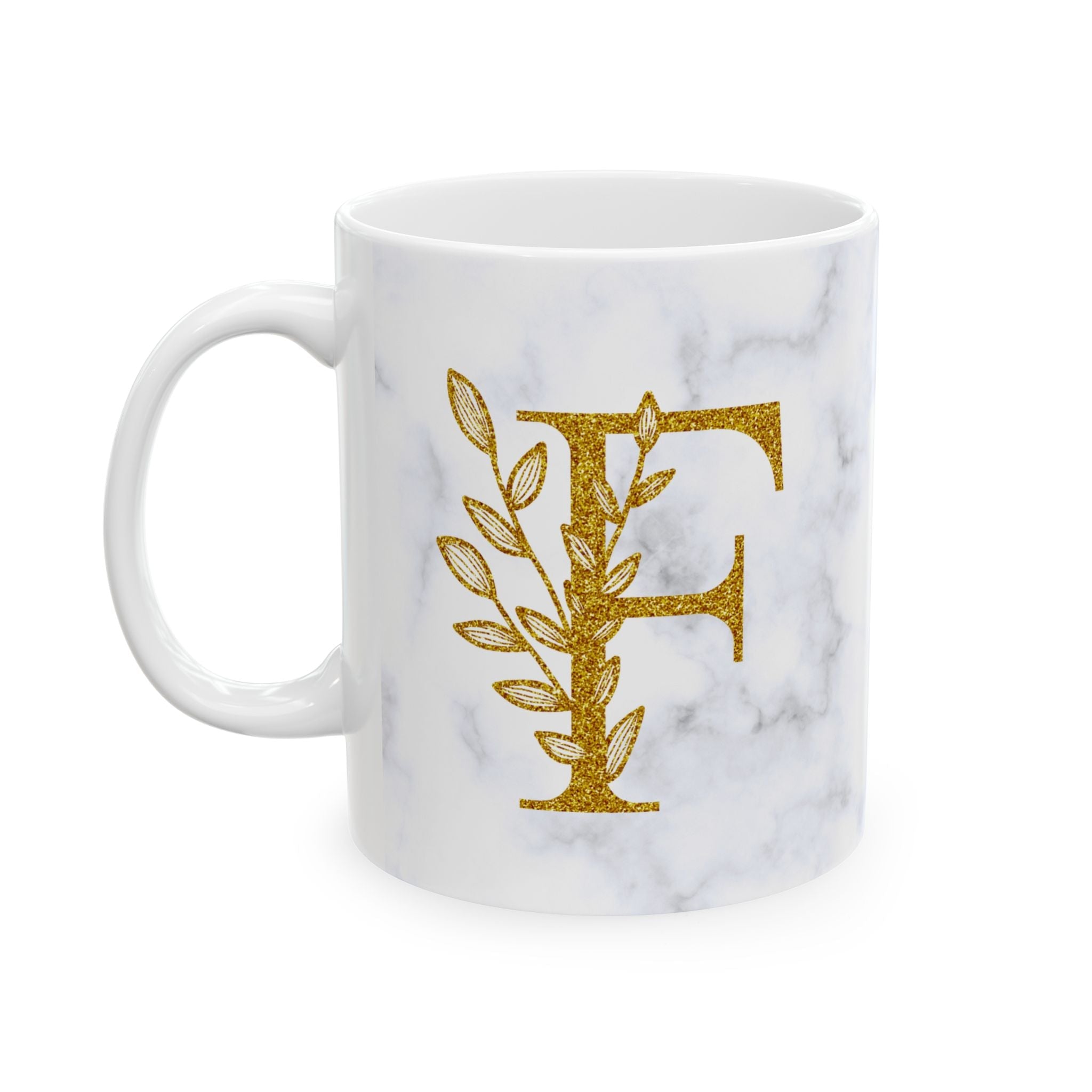 Kate McEnroe New York Personalized Marble Initial Letter Floral Monogram Ceramic MugMugs10347711897006544073