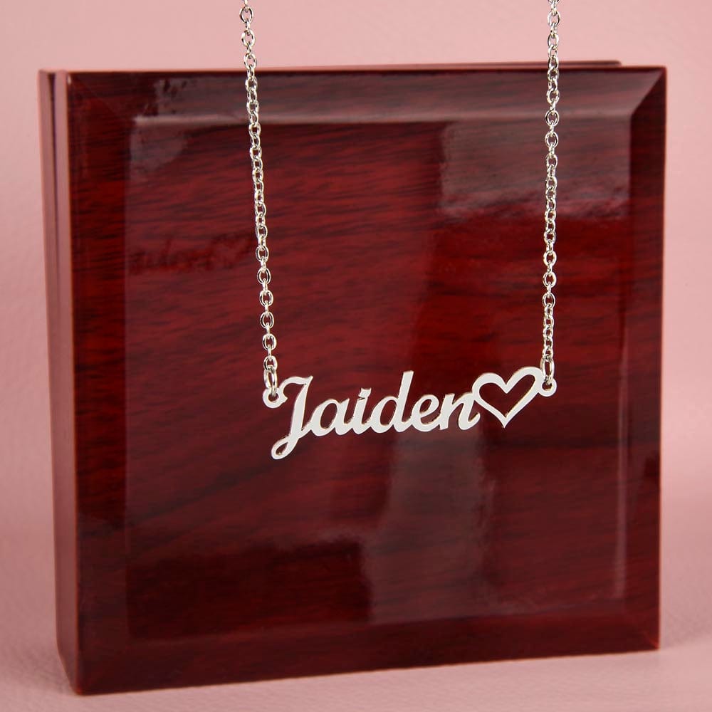 Kate McEnroe New York Personalized Name Necklace with Heart Necklaces Polished Stainless Steel / Luxury Box SO-11016184