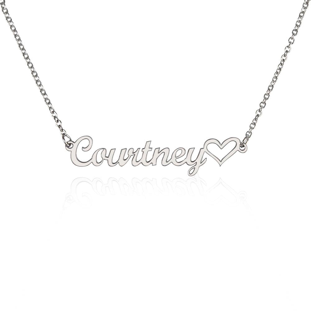 ShineOn Fulfillment Personalized Name Necklace with Heart Jewelry Polished Stainless Steel / Standard Box SO-11016182