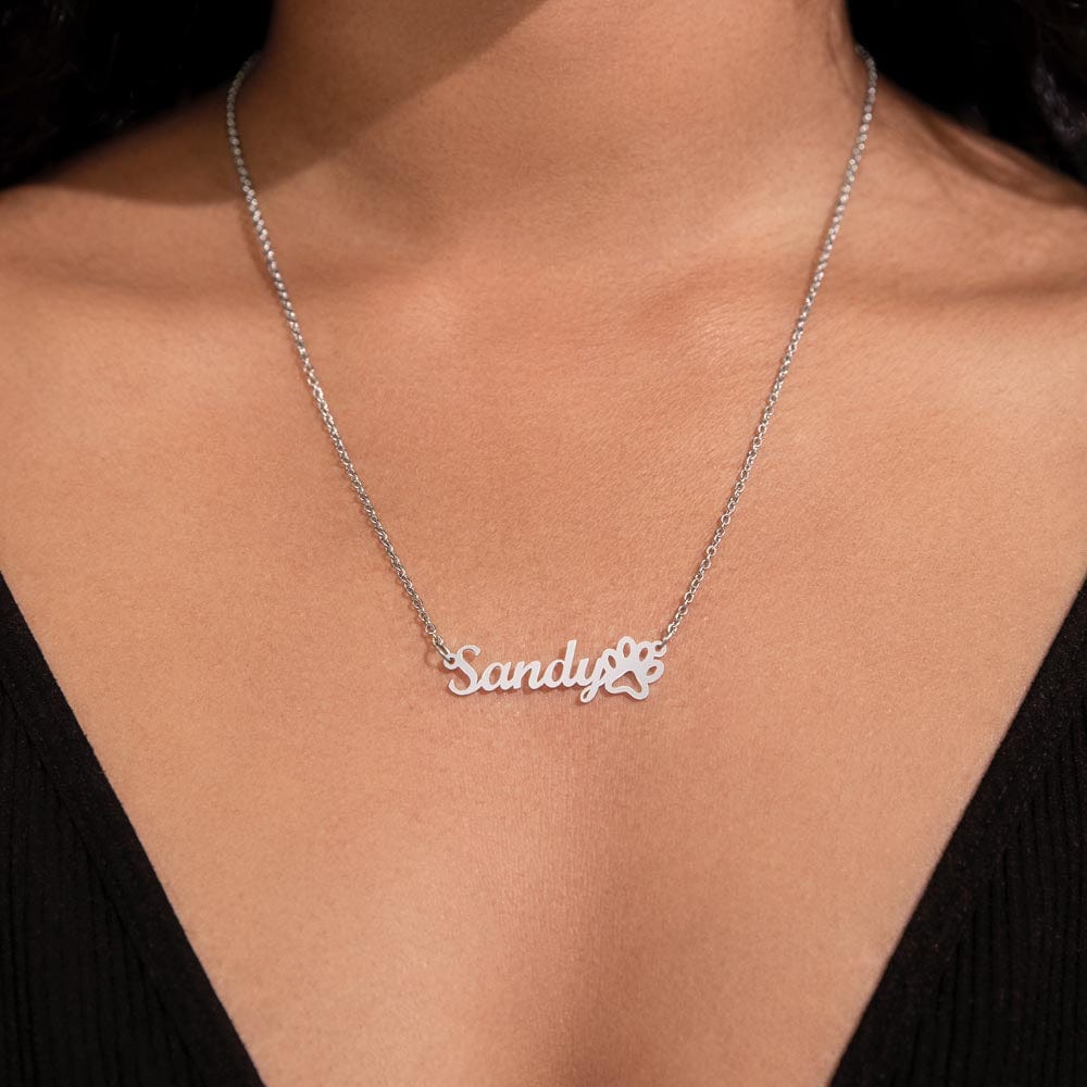 Kate McEnroe New York Personalized Name Necklace with Paw Print Necklaces