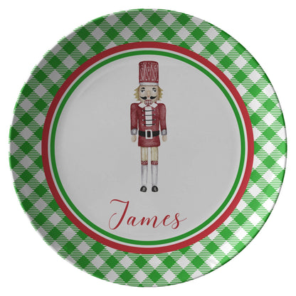 Kate McEnroe New York Personalized Nutcracker Green Gingham Plate Personalized Plates