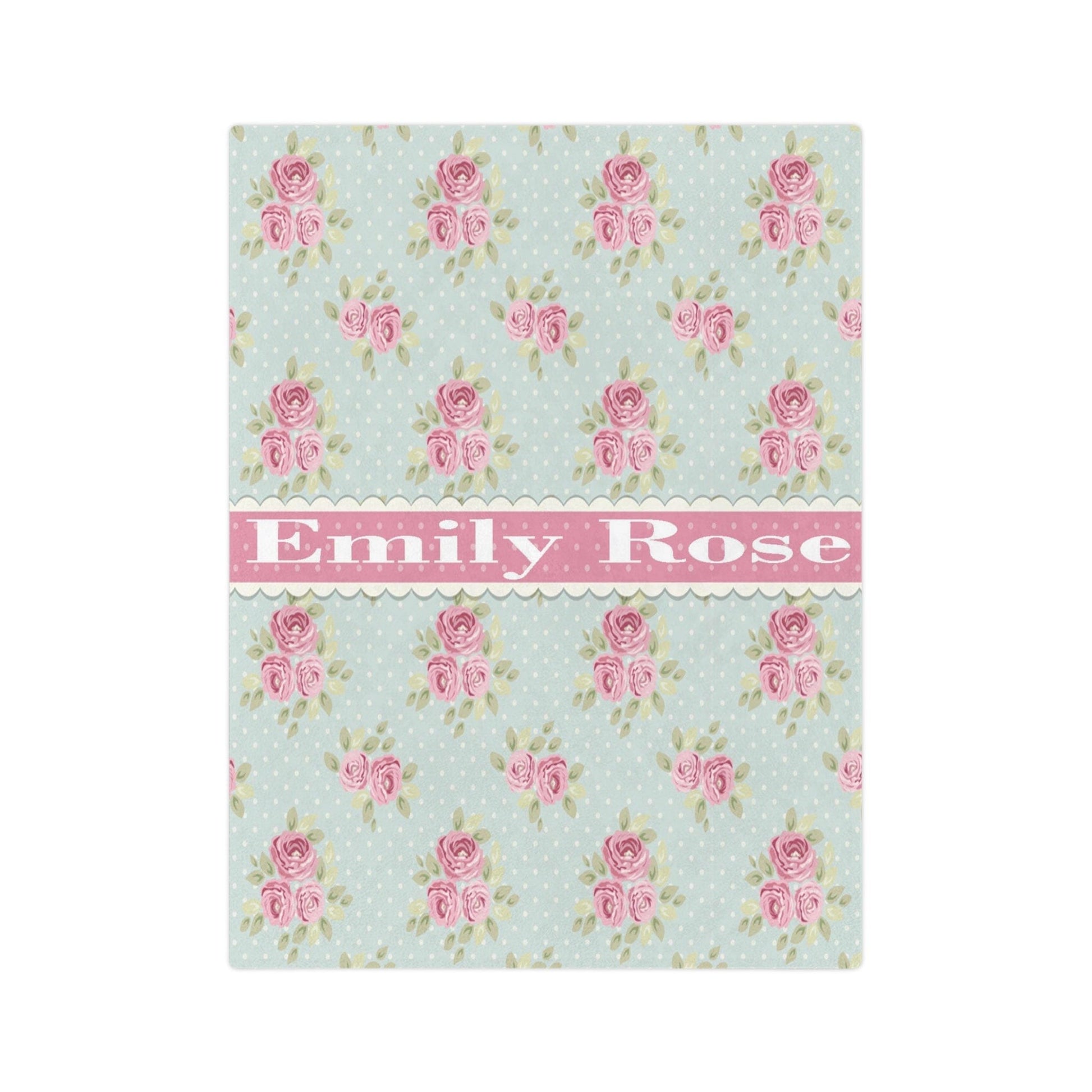 Kate McEnroe New York Personalized Shabby Chic Floral Name Blanket For Kids and Adults, Customizable Velveteen Minky Throw Blankie, Gift for Her Personalized Blankets