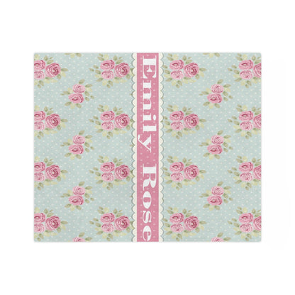 Kate McEnroe New York Personalized Shabby Chic Floral Name Blanket For Kids and Adults, Customizable Velveteen Minky Throw Blankie, Gift for Her Personalized Blankets