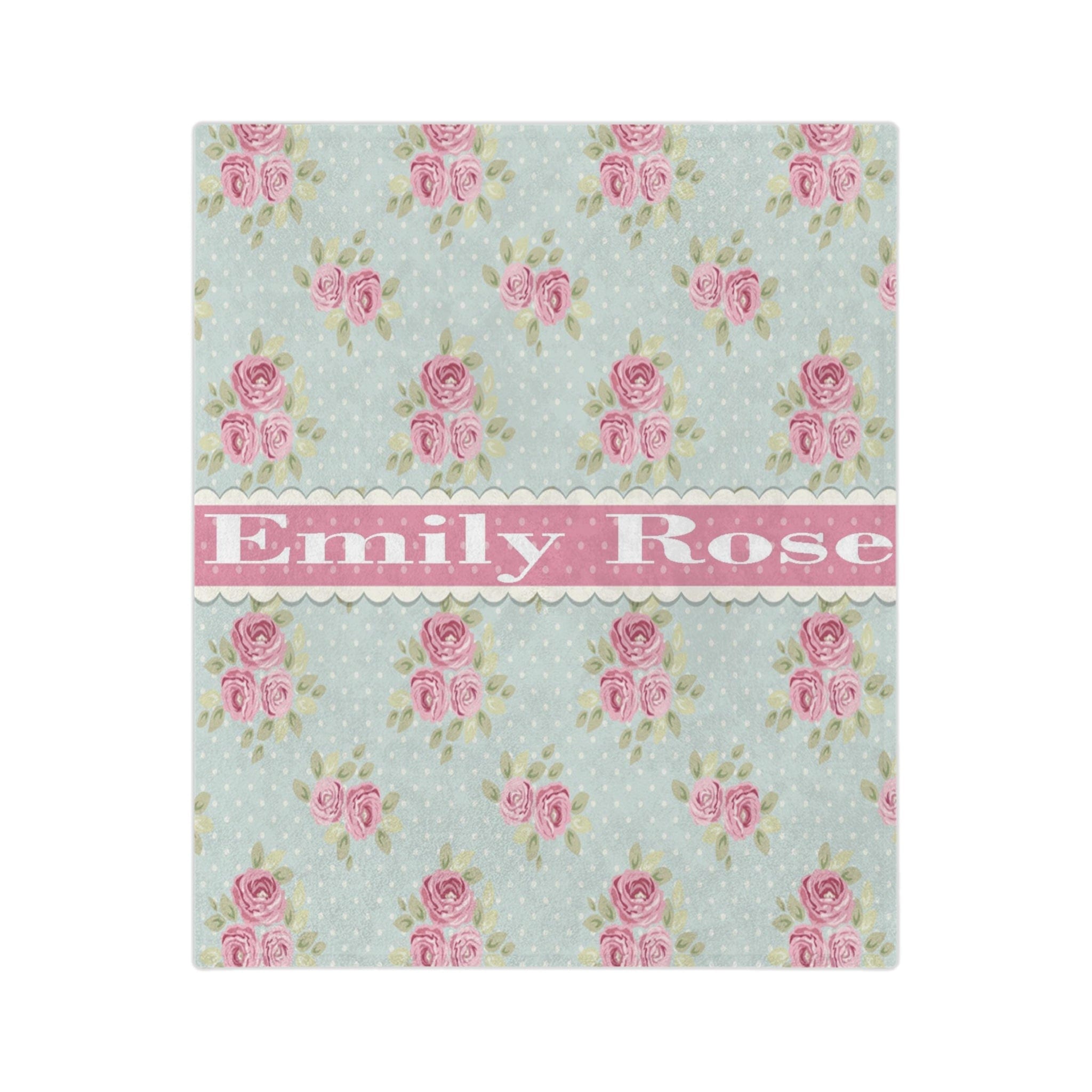 Kate McEnroe New York Personalized Shabby Chic Floral Name Blanket For Kids and Adults, Customizable Velveteen Minky Throw Blankie, Gift for HerBlankets27921052990012072496