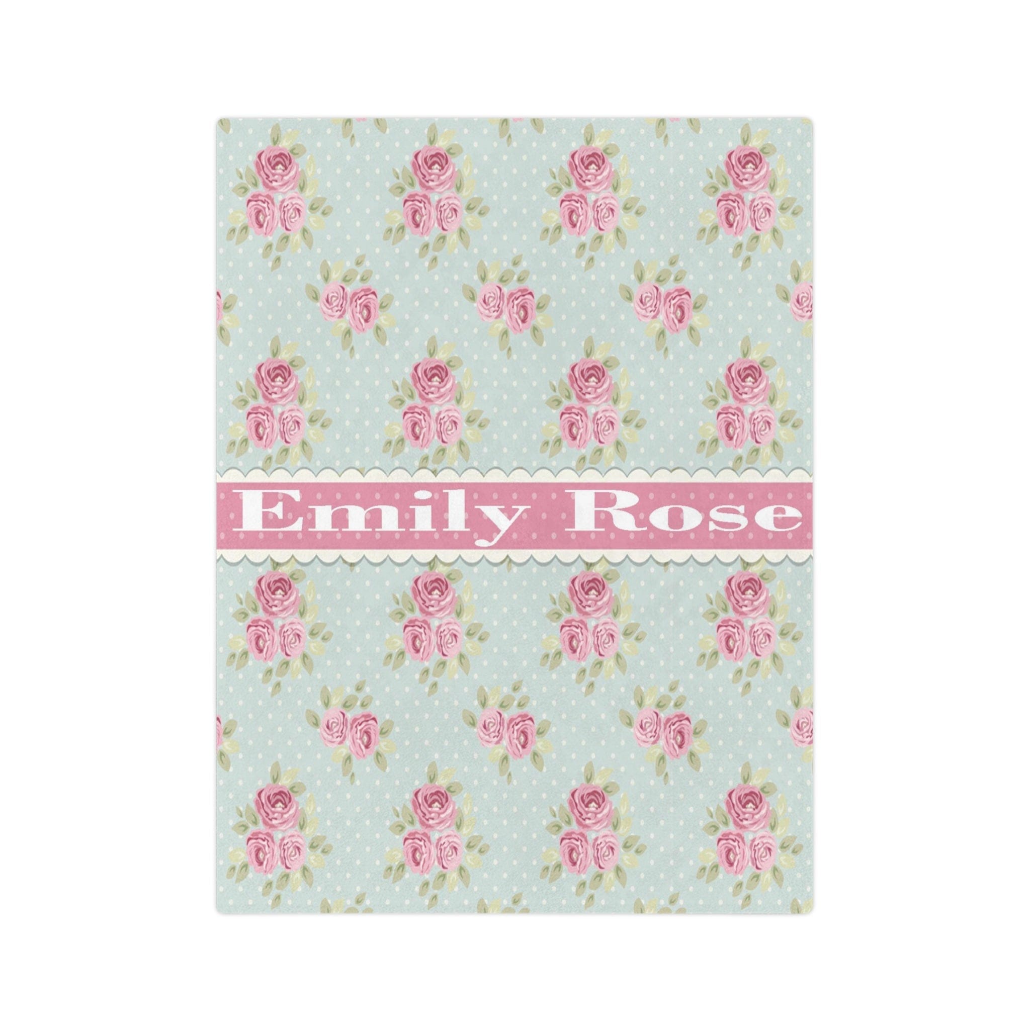 Kate McEnroe New York Personalized Shabby Chic Floral Name Blanket For Kids and Adults, Customizable Velveteen Minky Throw Blankie, Gift for HerBlankets27921052990012072496