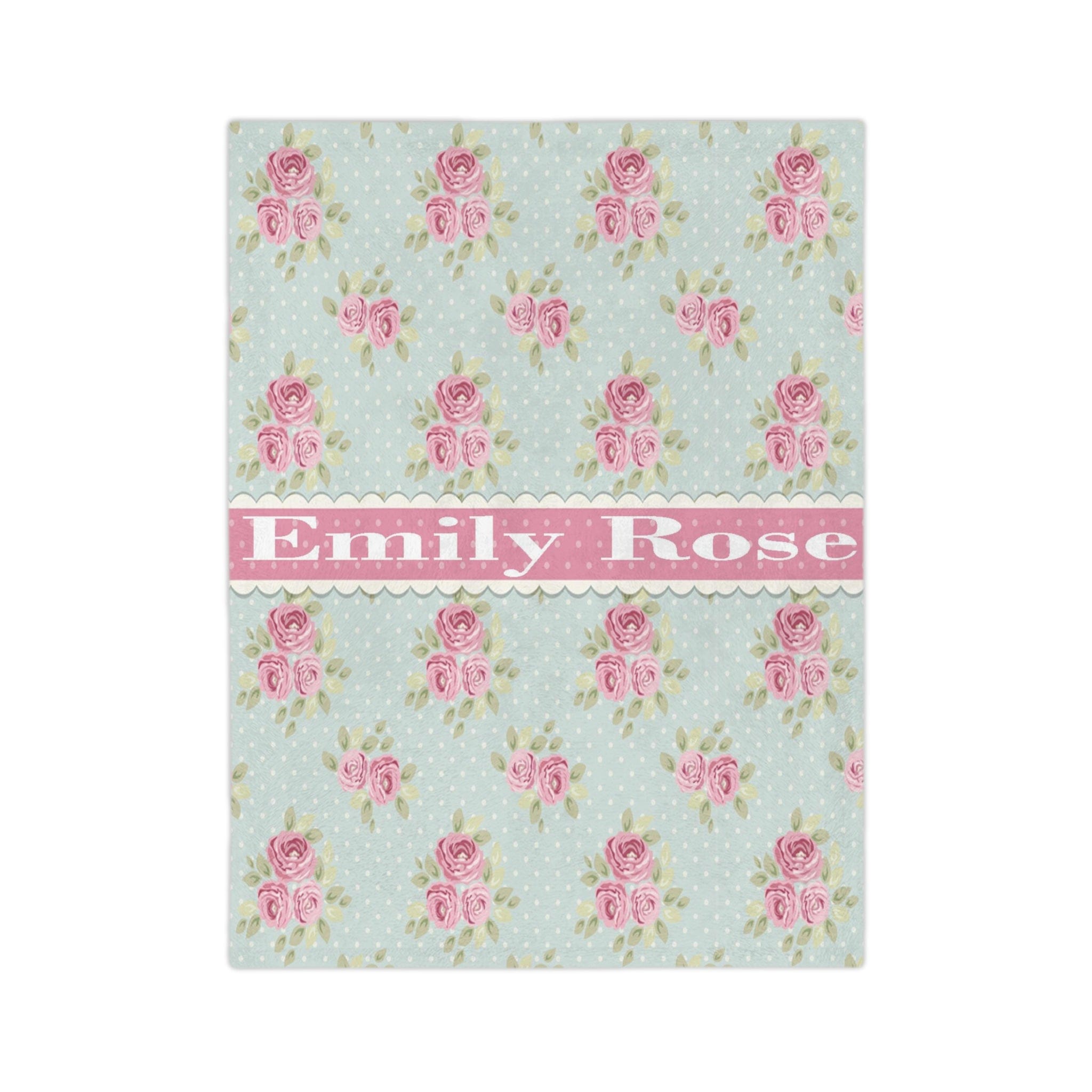 Kate McEnroe New York Personalized Shabby Chic Floral Name Blanket For Kids and Adults, Customizable Velveteen Minky Throw Blankie, Gift for HerBlankets27921052990012072496