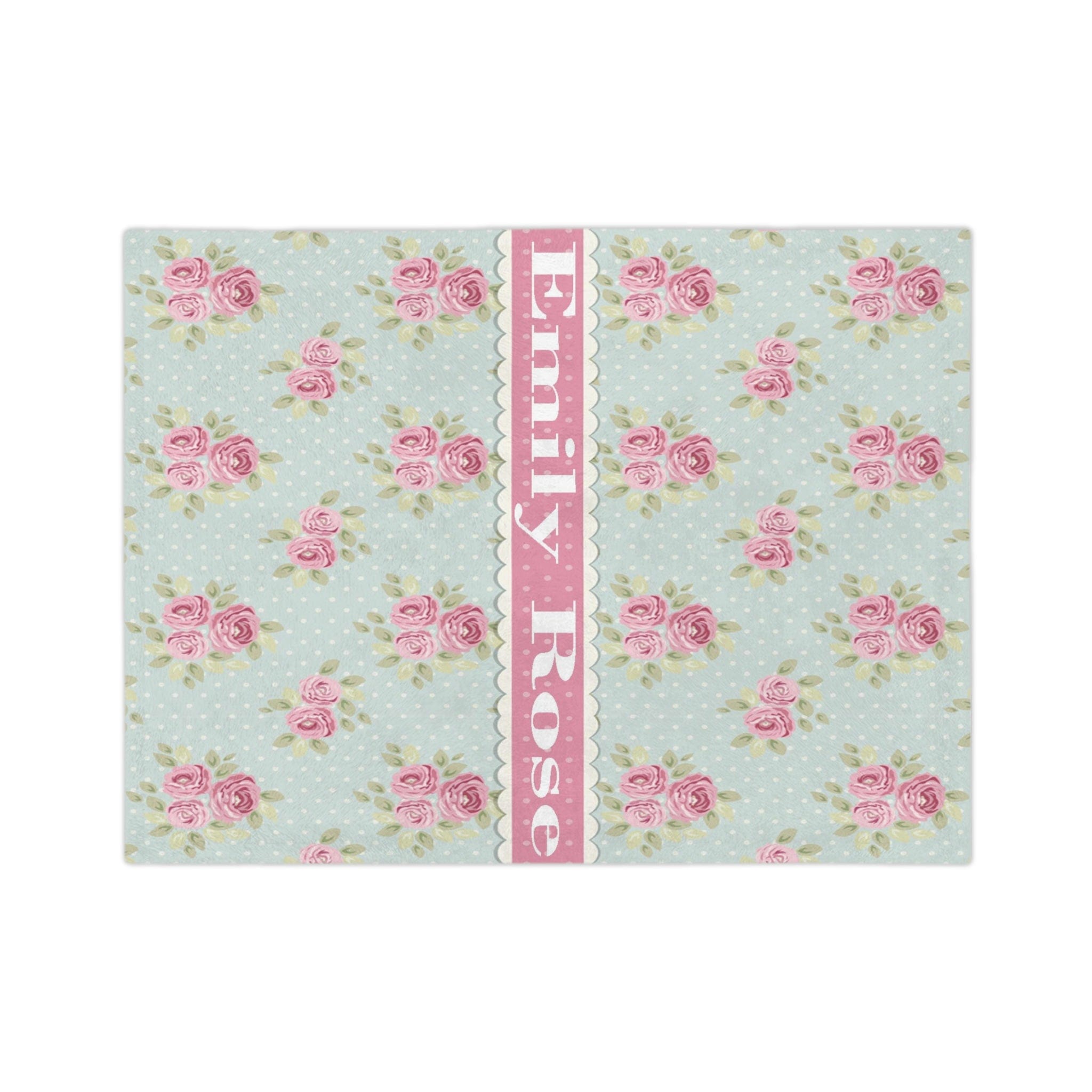 Kate McEnroe New York Personalized Shabby Chic Floral Name Blanket For Kids and Adults, Customizable Velveteen Minky Throw Blankie, Gift for HerBlankets27921052990012072496