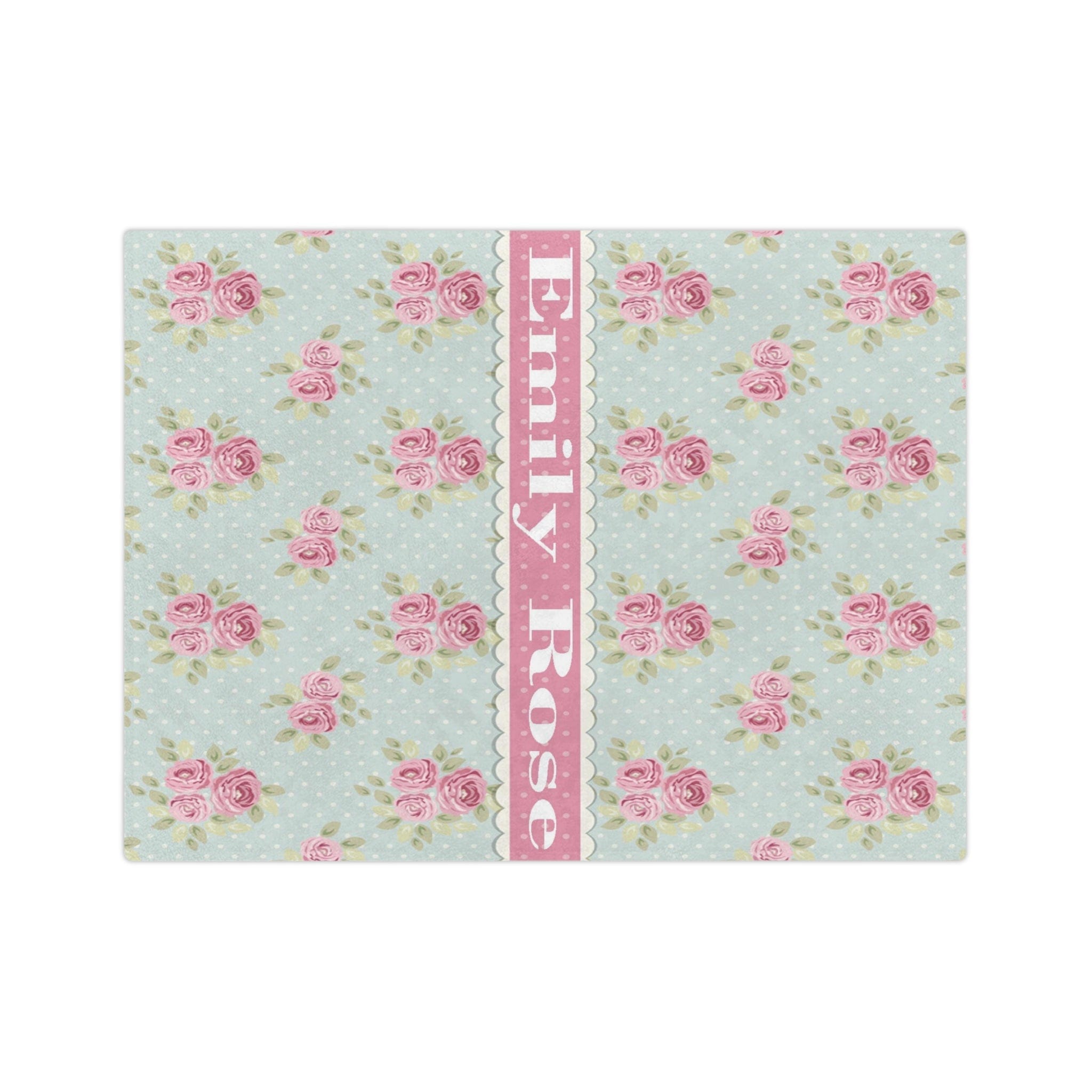 Kate McEnroe New York Personalized Shabby Chic Floral Name Blanket For Kids and Adults, Customizable Velveteen Minky Throw Blankie, Gift for HerBlankets27921052990012072496