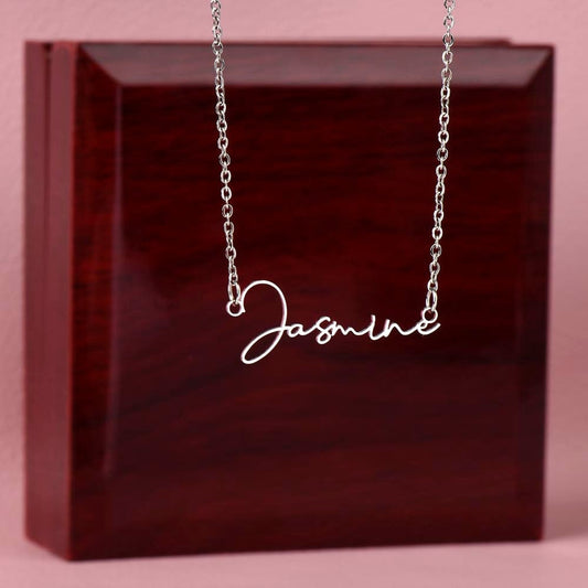 ShineOn Fulfillment Personalized Signature Name Necklace Jewelry Polished Stainless Steel / Luxury Box SO-11016224