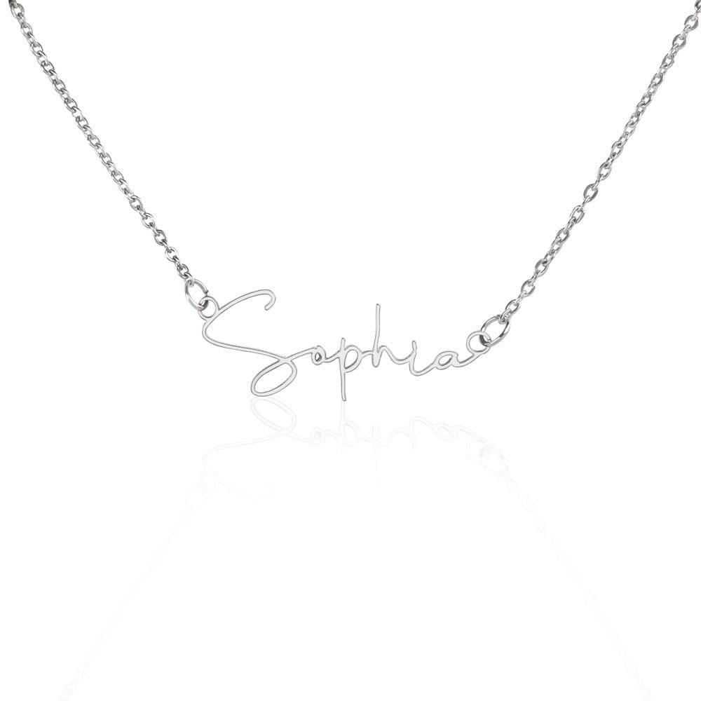 ShineOn Fulfillment Personalized Signature Name Necklace Jewelry Polished Stainless Steel / Standard Box SO-11016223