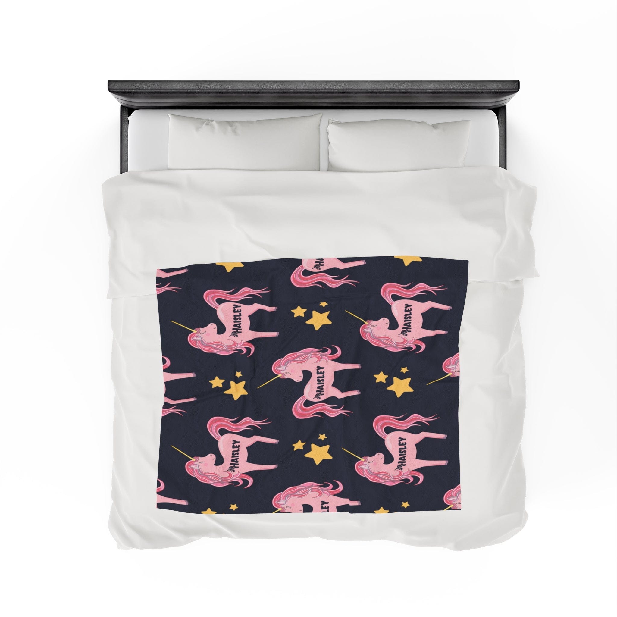 Printify Personalized Unicorn Velveteen Plush Kids Blanket All Over Prints