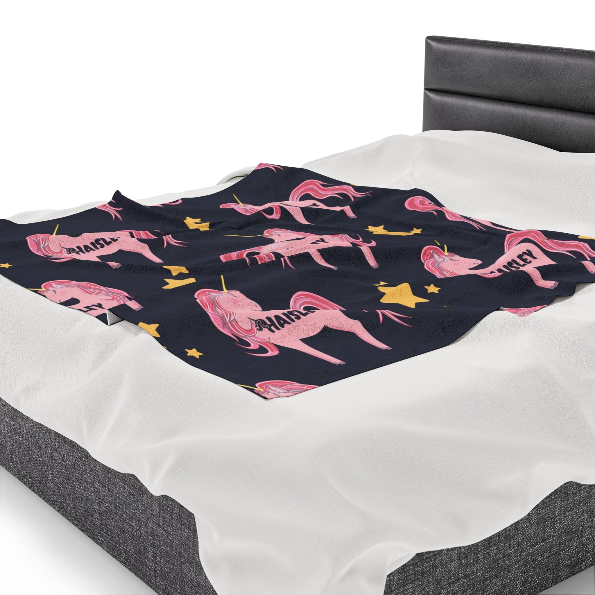Kate McEnroe New York Personalized Unicorn Velveteen Plush Kids Blanket Blankets