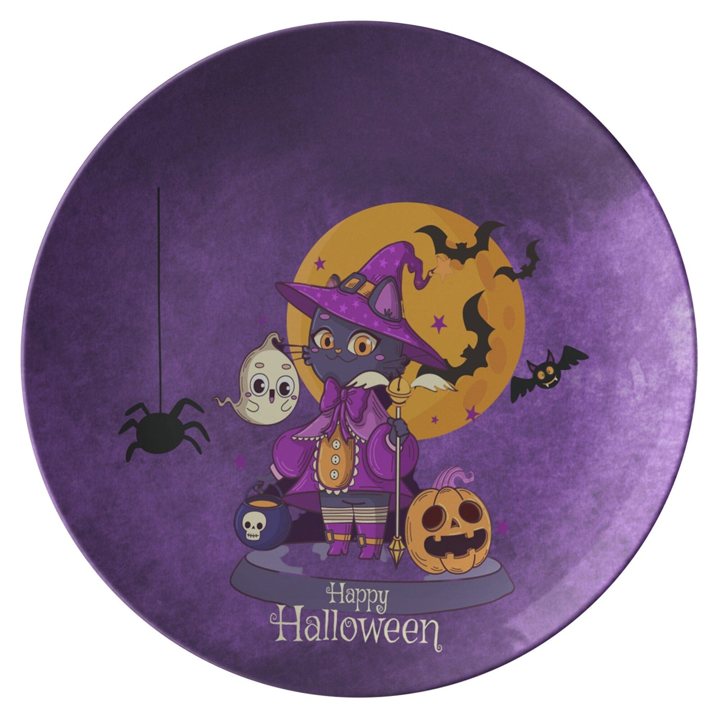 Kate McEnroe New York Personalized Witch Cat Halloween Plate Personalized Plates Single 9820SINGLE