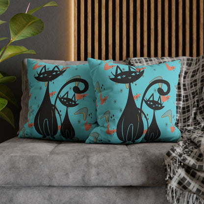 Kate McEnroe New York Pillowcase, Atomic Cat Mid Century Modern Throw Pillow Cover, Retro Boomerang and Starburst Design, 50s Style Teal MCM Cushion CoverThrow Pillow Covers14982556349549038756