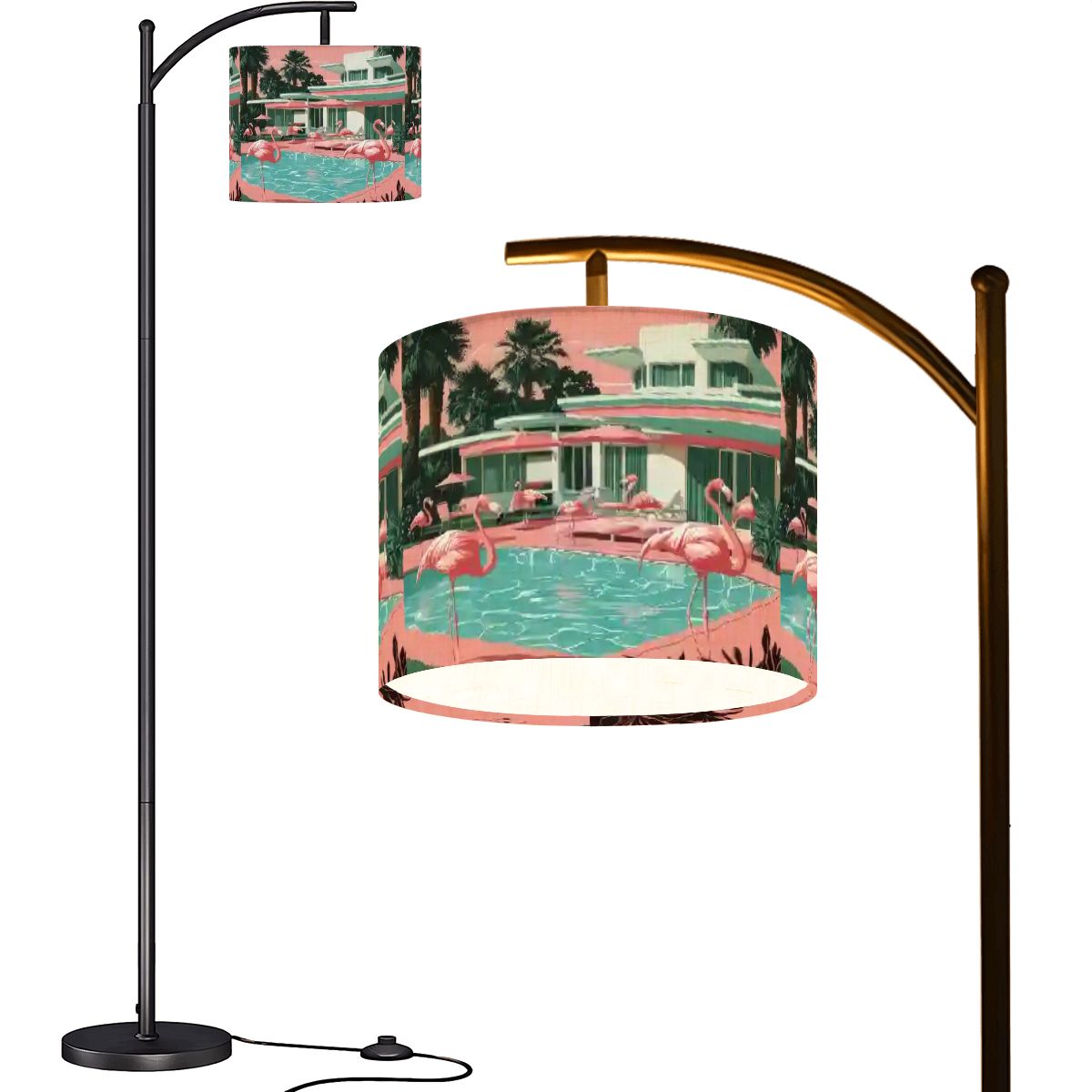 Kate McEnroe New York Pink Flamingo Palm Springs Mid Century Modern Retro Arc Floor LampArc Floor Lamps3en5RKi2II