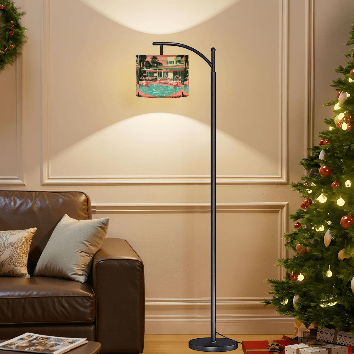 Kate McEnroe New York Pink Flamingo Palm Springs Mid Century Modern Retro Arc Floor LampArc Floor Lamps3en5RKi2II