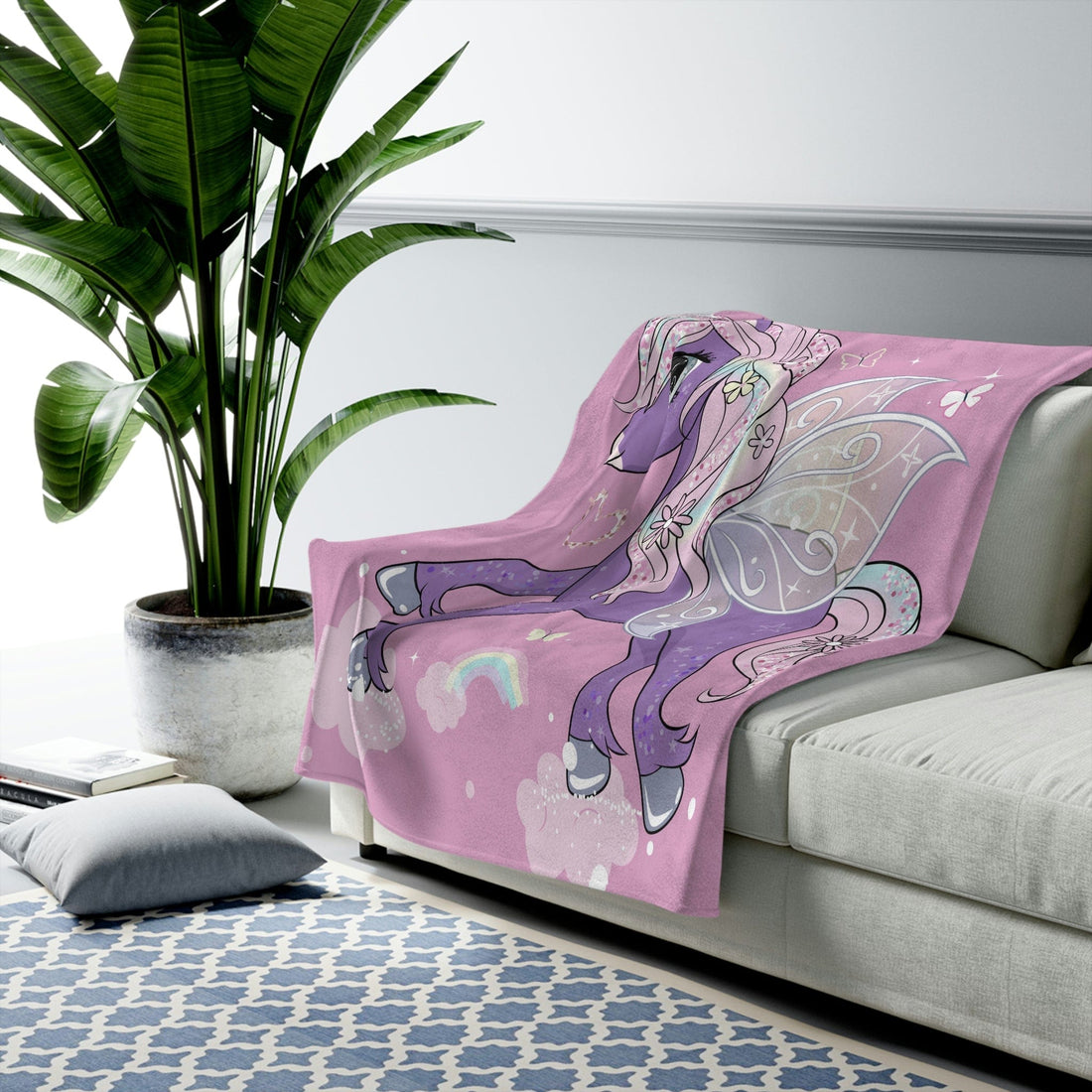 Kate McEnroe New York Pink Unicorn Velveteen Plush Kids Blanket Blankets 50&quot; × 60&quot; 3549439099