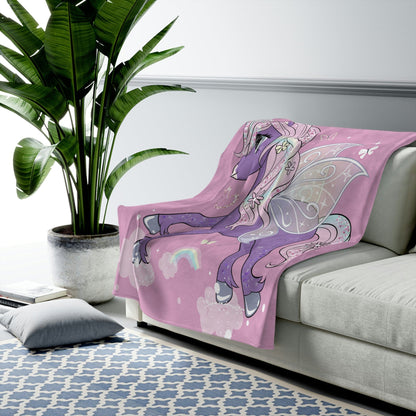 Kate McEnroe New York Pink Unicorn Velveteen Plush Kids Blanket Blankets 50" × 60" 3549439099