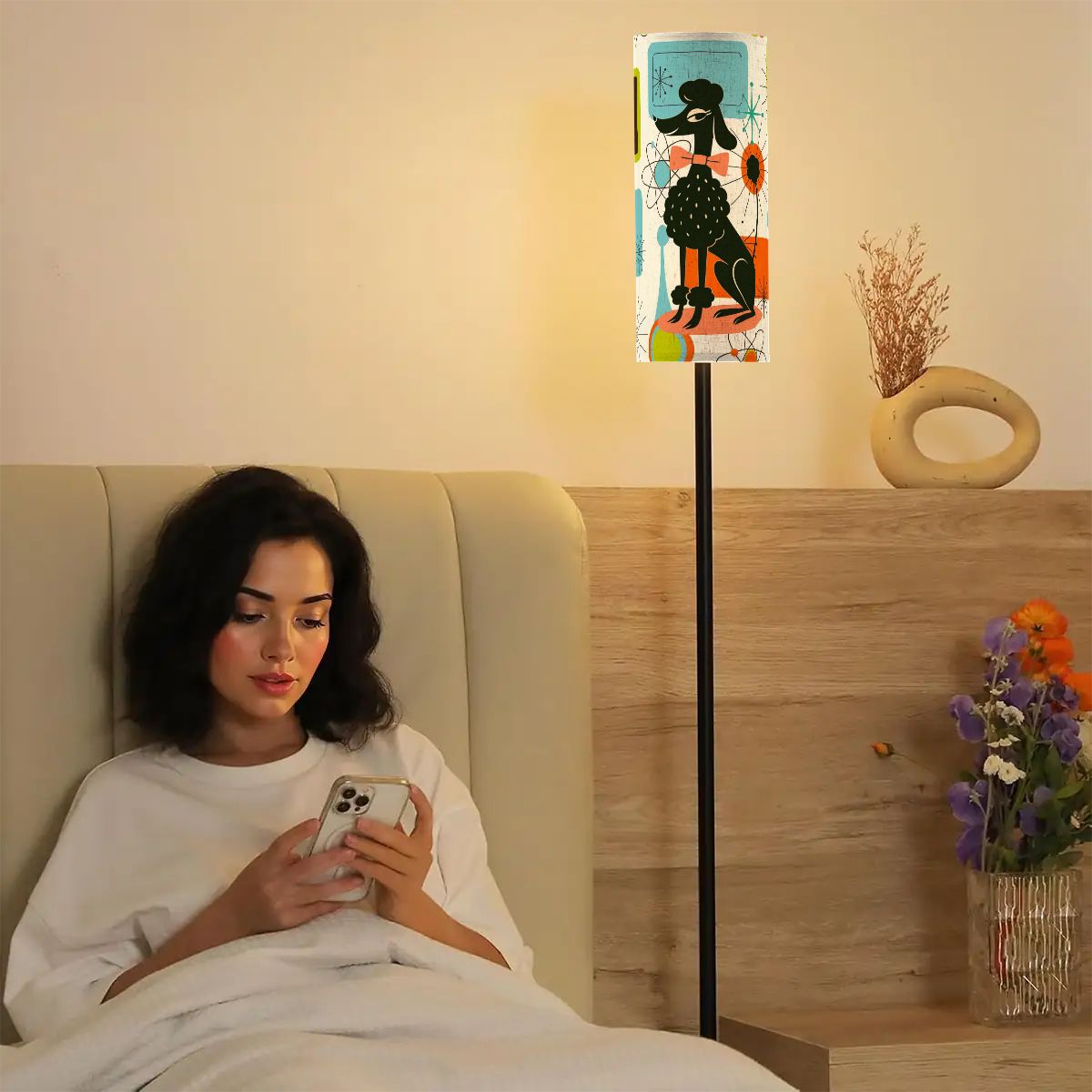 Kate McEnroe New York Poodle Mid Century Modern Floor Lamp, Retro 50s MCM Standing LightFloor LampsS3ZEYxMjhb
